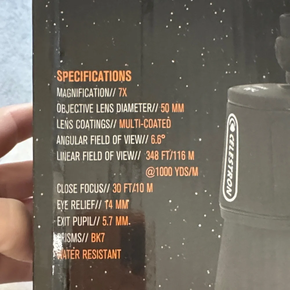 *New and Unboxed* Celestron Cometron 7X50 Black Binoculars